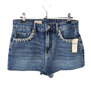 Anthropologie Pilcro Lover Embellished Denim Shorts Size 28 Gemstone NWT Cut Off